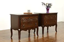 Pair of Vintage Country French Nightstands, End or Lamp Tables, Davis #39530