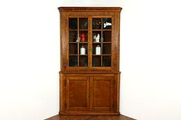 Farmhouse Rustic Antique 1830s Cherry Corner Cabinet, Pantry or Cupboard #39588