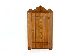 Victorian Eastlake Antique Elm Wall Hanging Corner Cabinet or Cupboard #39586