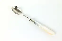 Victorian Antique Silverplate Coffee or Sauce Spoon with Pearl Handle #40011