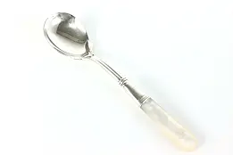 Victorian Antique Sterling Silver Sugar Sauce Baby Spoon Pearl Handle #40012