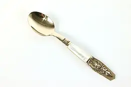 Brass Vintage Souvenir Spoon with Traditional Thai God and Pearl Handle #40022