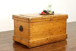 Country Pine 1890 Antique Farmhouse Pine Trunk, Chest or Coffee Table #40048
