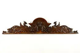 Italian Renaissance Antique Architectural Salvage Oak Crest, Carved Face #40090