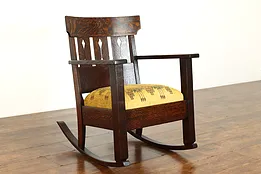 Arts & Crafts Mission Oak Antique Rocker Craftsman Rocking Chair #38015