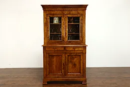 Farmhouse Antique Birch Kitchen Pantry Cupboard, Bookcase Display Cabinet #38044