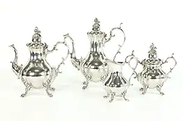 Winthrop Pattern Vintage Silverplate 4 pc Coffee & Tea Set, Reed & Barton #38359