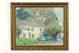 Street Scene with Houses, Vintage Original Oil Painting, Buckley 24" #38368