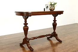 Traditional Tudor Style Antique Vintage Walnut Hall Console or Sofa Table #38426