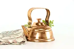 Farmhouse Vintage Solid Copper Tea Kettle or Pot & Lid #38587