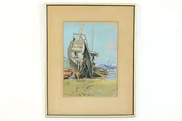 Catalina Island Shipwreck Vintage Original Pastel on Paper, R. W. P 22" #38917