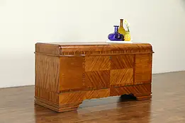 Art Deco Waterfall Design 1930's Vintage Cedar Lined Blanket Chest, Lane #32159