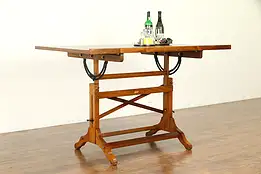 Drafting or Wine Table, Adjustable Vintage Artist Desk, Kitchen Island #32249