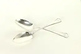 Pair of Antique Sterling Silver Serving Spoons, M Mono, RW&S 4.3 Oz #32312