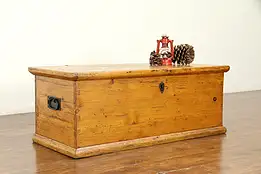 Country Pine Antique Immigrant Trunk, Blanket Chest or Coffee Table #32373