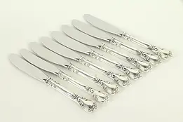 Chantilly Gorham Set 8 Sterling Silver Butter Knives, Stainless Blades #32466