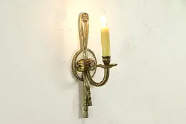 Vintage Rope & Tassel Solid Brass Wall Sconce or Light  #32509