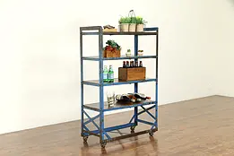 Iron Industrial Salvage Vintage Shelf Unit, Bookcase, Wine or Pantry Rack #32520
