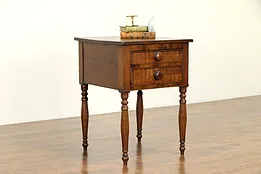Sheraton 1820 Antique Cherry & Tiger Maple Nightstand or End Table #32517