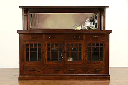 Arts & Crafts Mission Oak Antique Craftsman Sideboard, Gallery & Mirror #32611