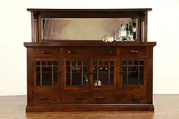 Arts & Crafts Mission Oak Antique Craftsman Sideboard, Gallery & Mirror #32611