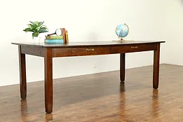 Craftsman Antique 7' Oak Library or Conference Table or Desk #32748