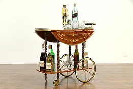 Italian Rosewood Marquetry Vintage Beverage, Dessert or Bar Cart  #32811
