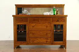 Arts & Crafts Mission Oak Antique Craftsman Sideboard, Gallery & Mirror #32846