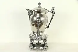 Victorian Silverplate Antique Tilting Water Pitcher, Faces, Stimpson 1854 #32860