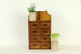 Country Pine Farmhouse Antique 8 Drawer Spice Box, Wall or Counter #32870