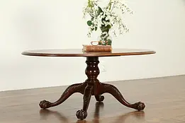 Traditional Georgian Style Oval Coffee Table, Claw Feet, Ethan Allen #32882