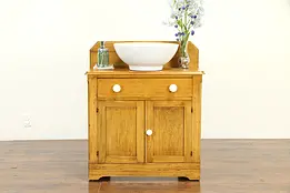 Victorian Farmhouse Antique Maple Washstand, Commode or Small Chest #32924