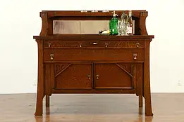 Arts & Crafts Mission Oak Antique Craftsman Sideboard Server Signed #32953