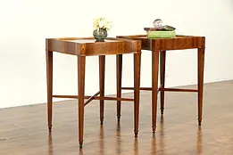 Pair of Vintage Regency Design Mahogany & Marquetry End or Lamp Tables #33038