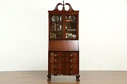 Traditional Vintage Secretary Desk & Bookcase, Claw Feet #33220