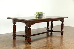 Tudor Design Antique Walnut Library, Dining or Conference Table, Desk #33234
