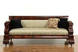 Empire Antique 1830 Flame Mahogany Sofa, New Upholstery #33250