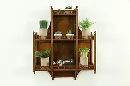 Victorian Eastlake Antique Walnut Wall Curio Shelf with Galleries #33276