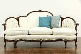French Design Carved Vintage Sofa, Recent Upholstery #33297