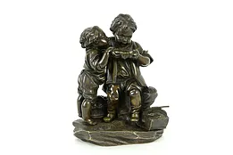 Bronze Antique French Sculpture of Two Children #33474