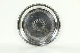 Silverplate Antique English Engraved Card or Drinks Tray, Hallmarks  #33501