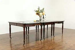 Sheraton 1825 Antique Mahogany 3 Part Banquet Table, Pair of Consoles #33779