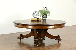A Victorian Round Oak Paw Foot Coffee Table, from Antique Dining Table #34124