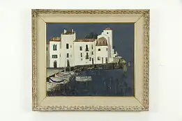 Cadaques, Spain Original Oil Painting 1965 Vernet-Bonfort 31" #33685