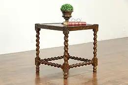 English Tudor Antique Oak Lamp, End or Chairside Table, John Miller NY #34340