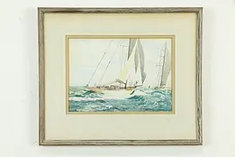 Fair Wind Antique Original Watercolor Painting, Signed A. K. Severson 22" #33638