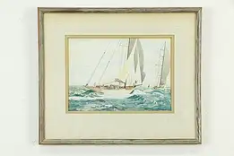 Fair Wind Antique Original Watercolor Painting, Signed A. K. Severson 22" #33638