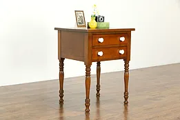 Cherry Antique 1850 Nightstand, Lamp or End Table, Opal Glass Knobs #33892