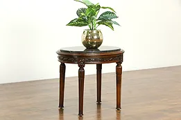 Chairside Antique French Style Table, Black Marble Top, Signed Karpen #33899