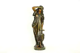 Sapho or Sappho of Lesbos, Antique Stucco Sculpture, Hand Painted Statue  #34182